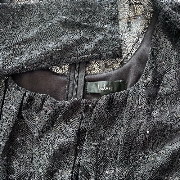 Lulu’s Sparkling Nights Black Lace Skater Babydoll Dress size XS - Picture 11 of 15